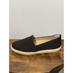 ABEO Isle Espadrille Loafer Womens 10 Black Canvas Slip On Comfort Casual Shoe